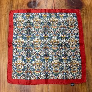 Vintage Liberty Lond Scarf Silk Floral Square Red Blue Q3-15